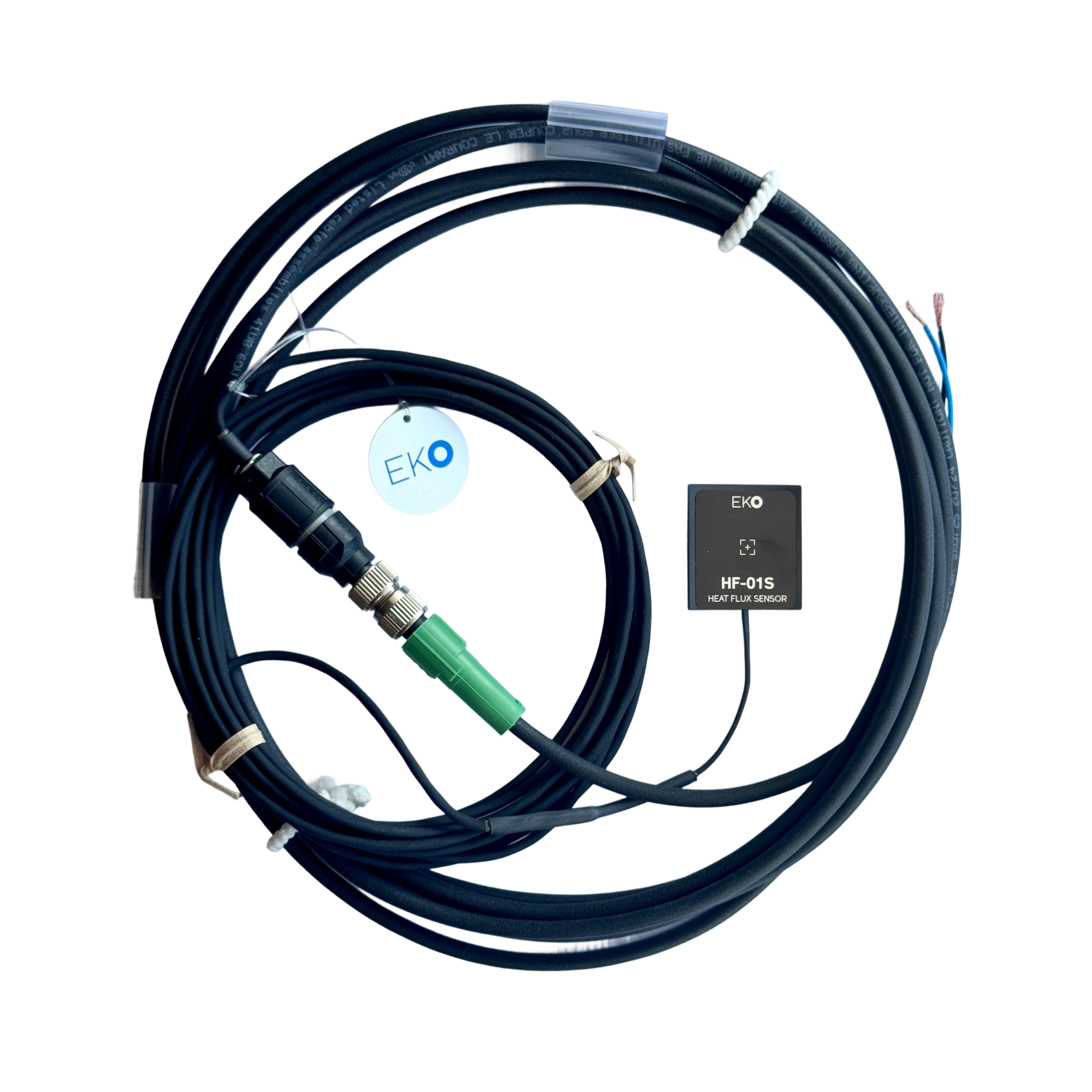 Extension cable set with connectors and HF-01S heat flux sensor attached.